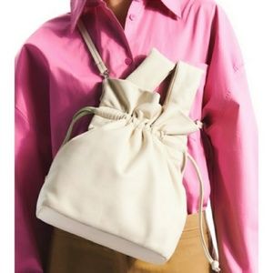 NWT Zara Leather Off White Bucket Crossbody Bag 6121/810